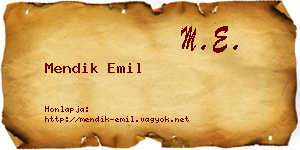 Mendik Emil névjegykártya